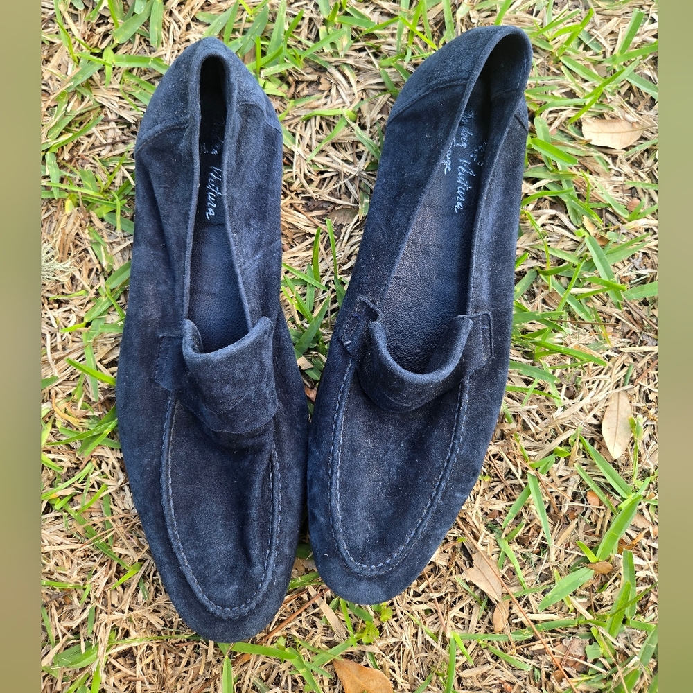 Women's Suede  Loafers Midnight Navy Blue Comfort‎ Sz 43